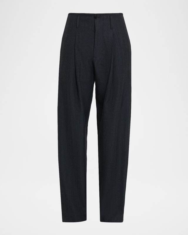 Barissa Wide-Leg Herringbone Pants